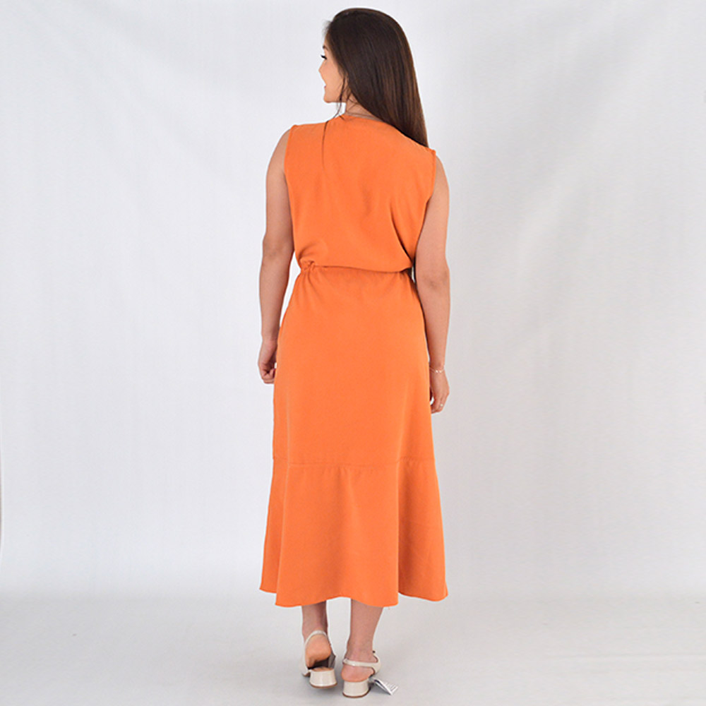 Vestido Midi Cupro Acetinado Laranja Lucidez - Foto 3