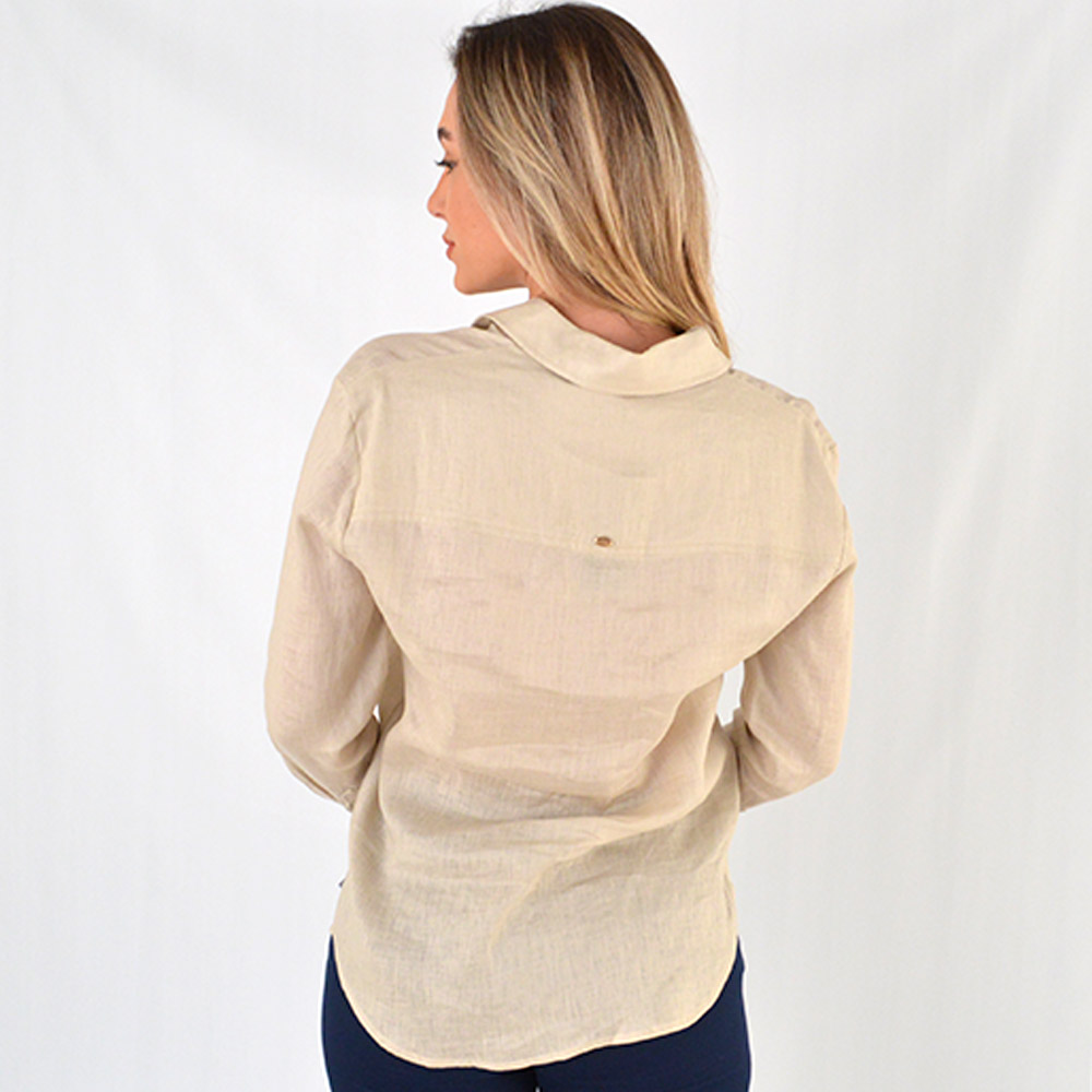 Camisa Oversized 100% Linho Alpelo Nude - Foto 3