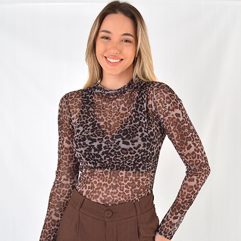 Blusa Tule Animal Print Del Amo - Foto 1