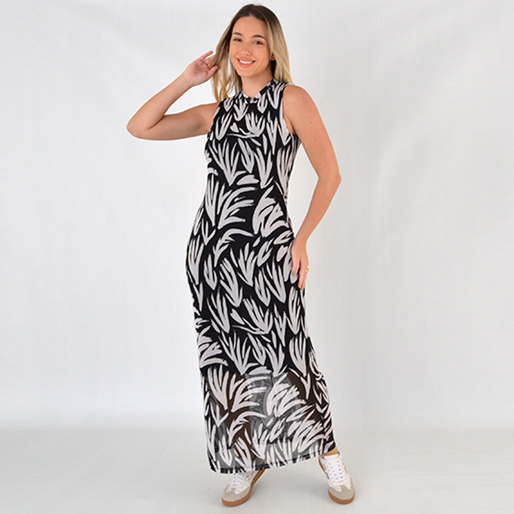 Vestido Midi Tule Estampa Abstrata Del Amo - Foto 1