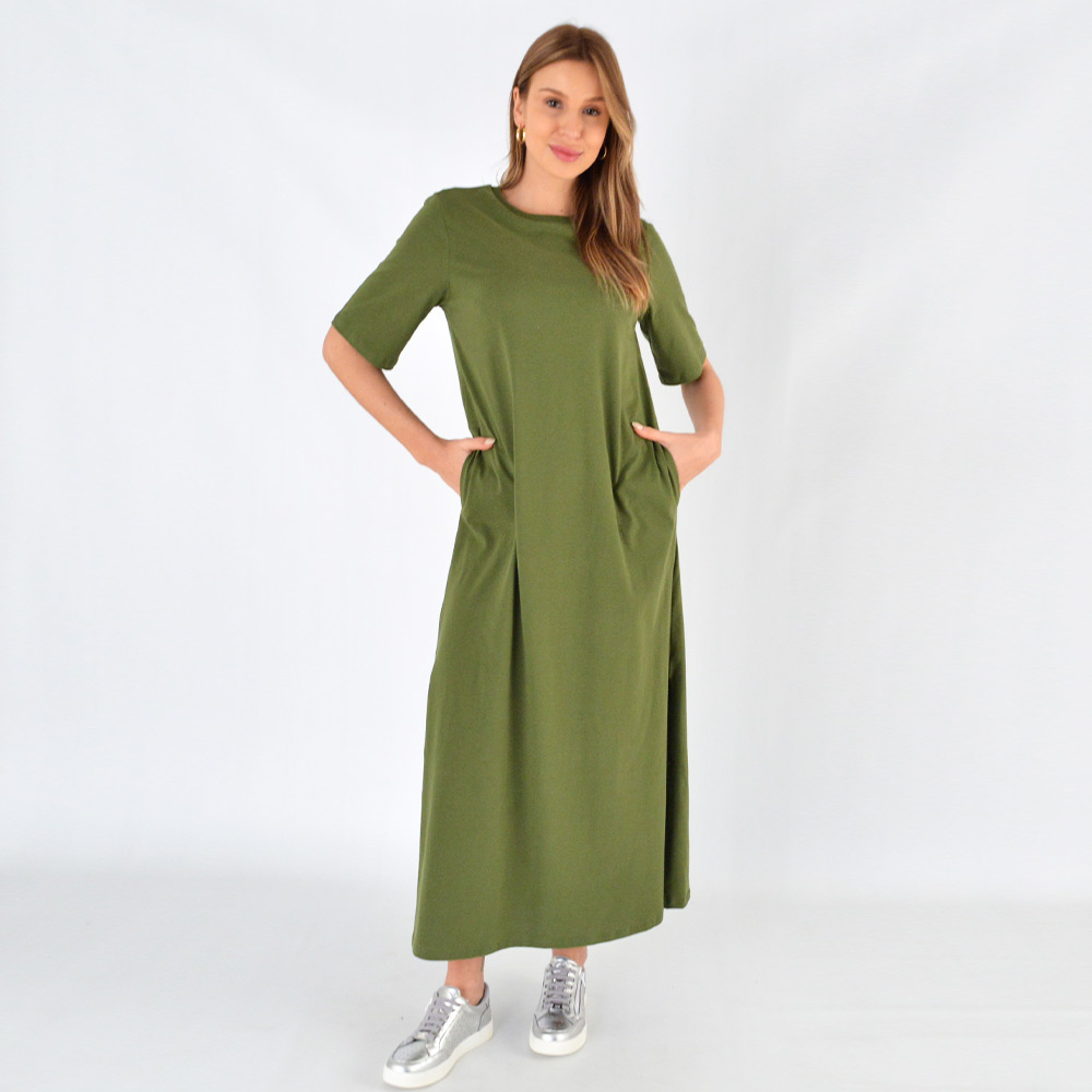 Vestido Longo Bsico Algodo Haya Militar - Foto 1