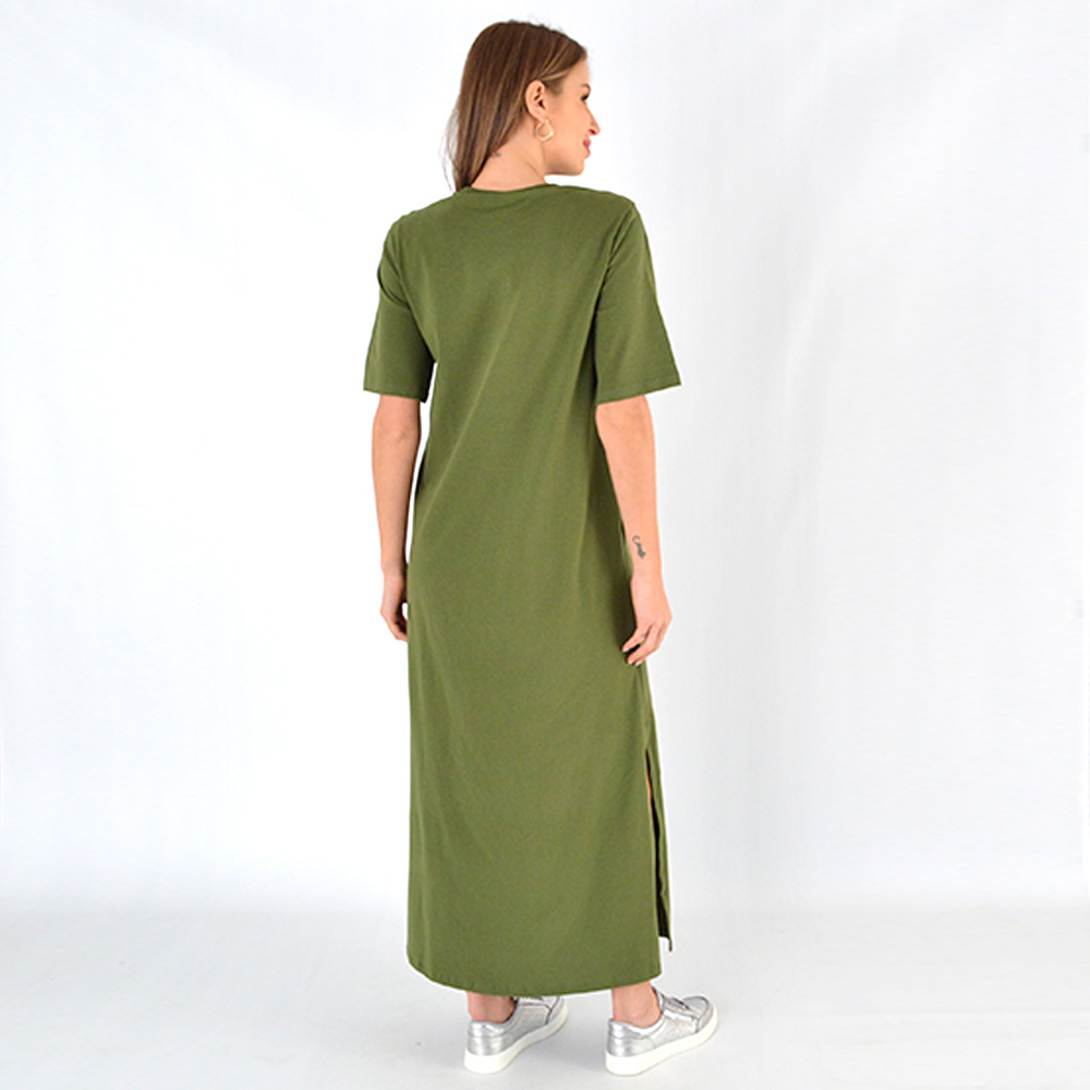 Vestido Longo Bsico Algodo Haya Militar - Foto 3