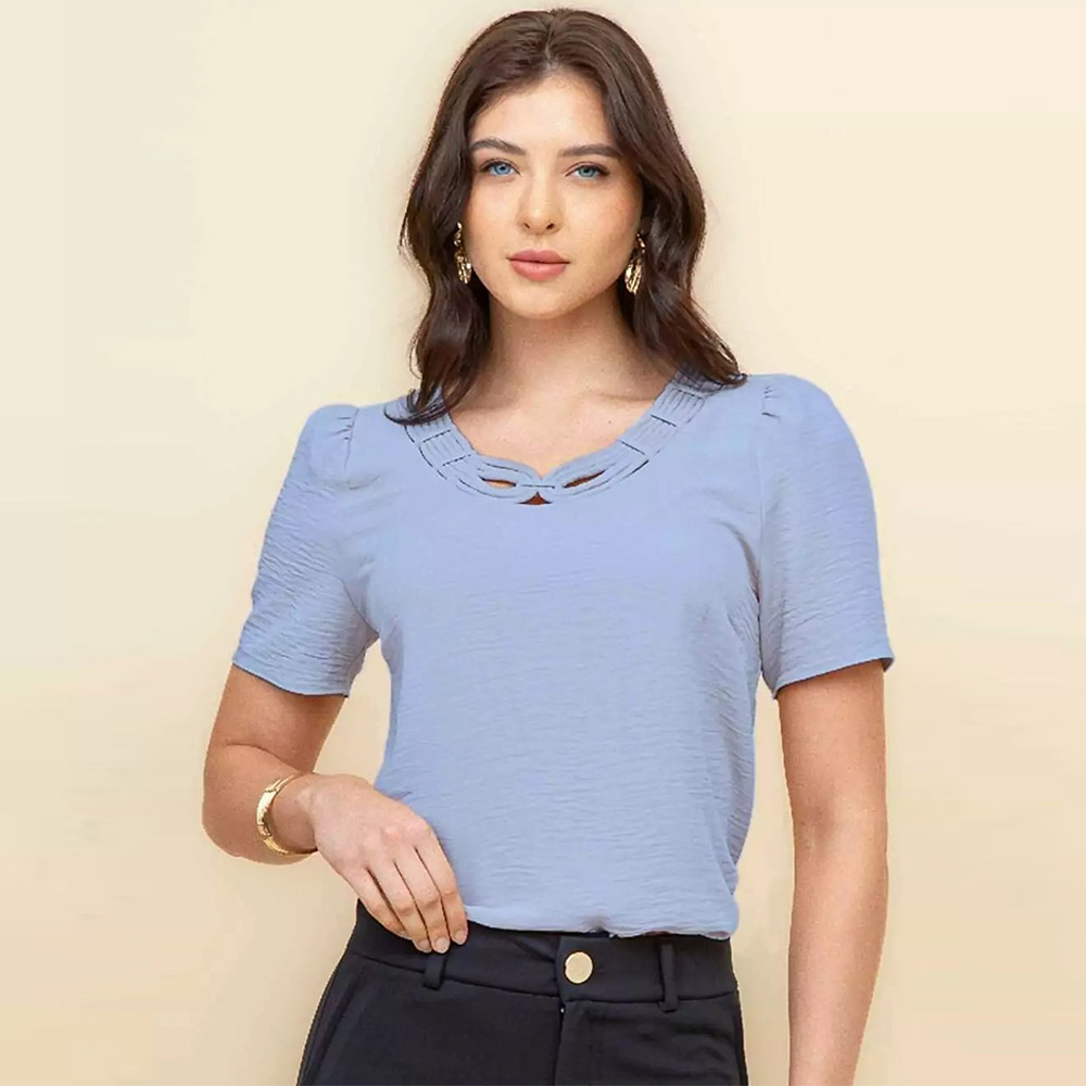 Blusa Colo Rolots Mosaique Cor Azul - Foto 1