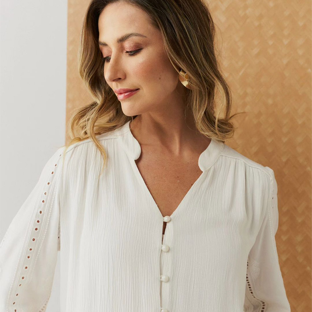 Blusa Viscose Off White Jackpot  - Foto 4