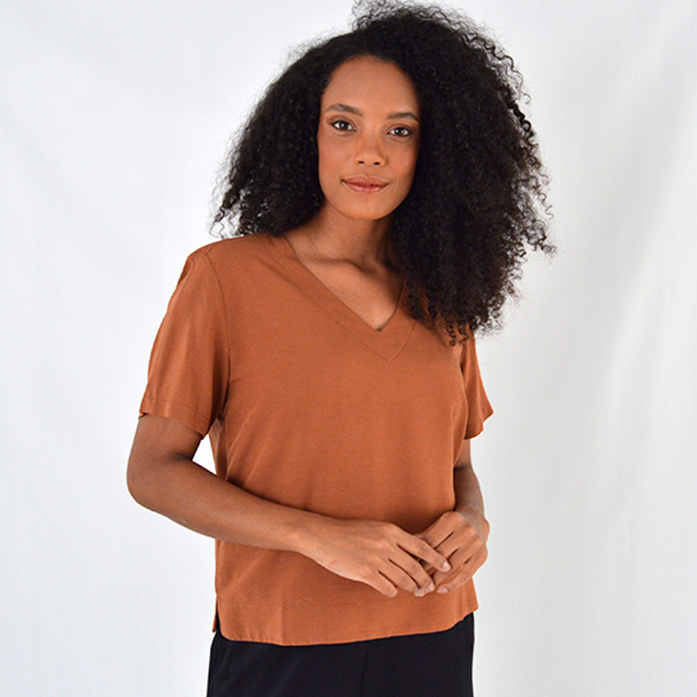 Blusa Mangas Curtas Viscolinho Citt - Foto 1