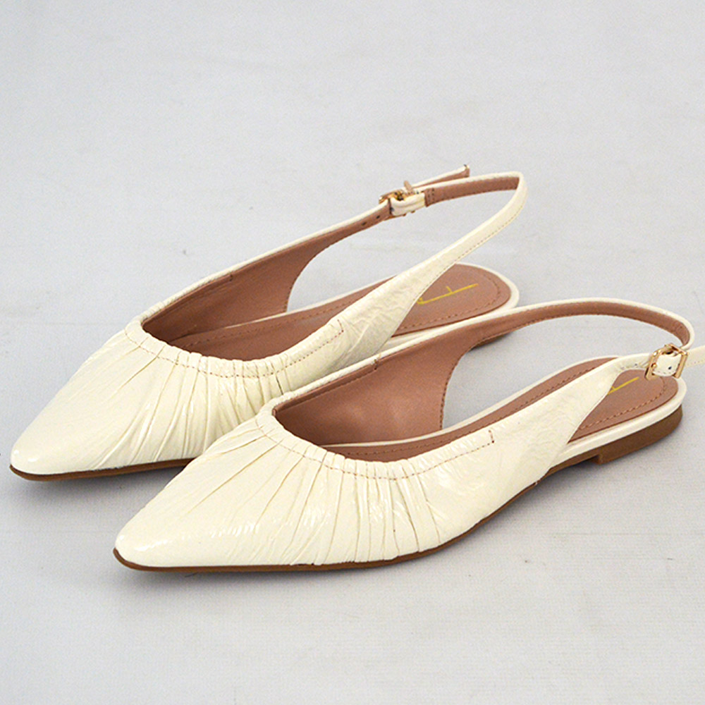 Slingback Chanel Couro Verniz Off White Tabita - Foto 1