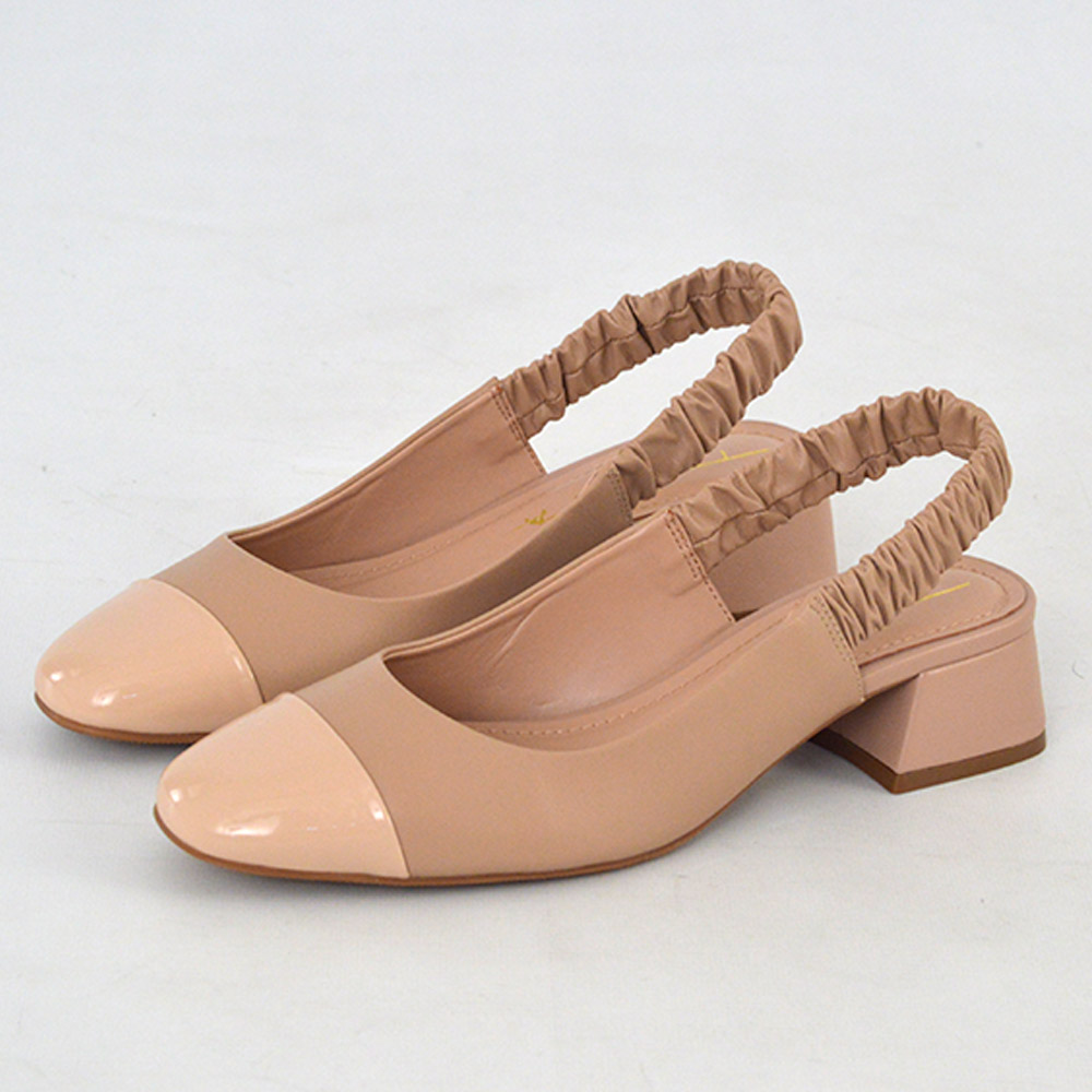 Slingback Couro Nude Tabita - Foto 1