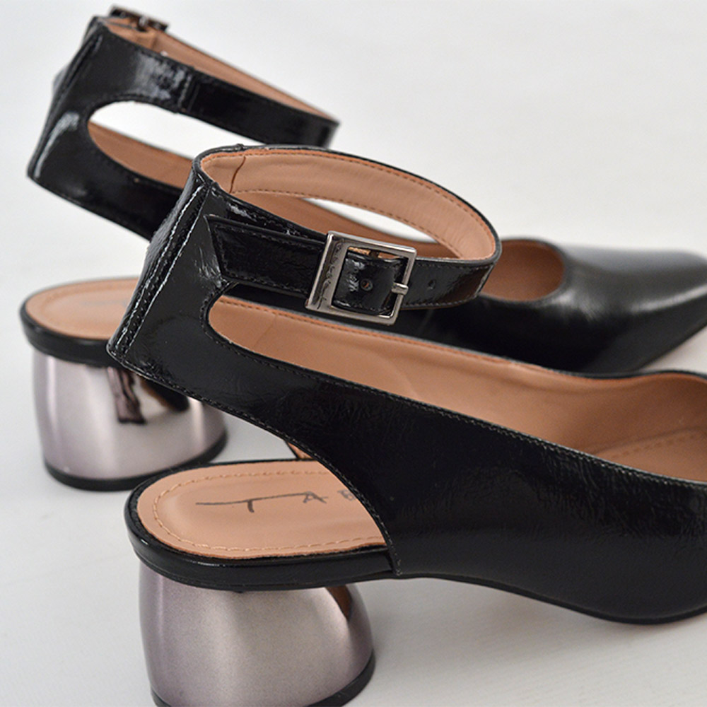 Slingback Em Couro Verniz Preto Tabita - Foto 5