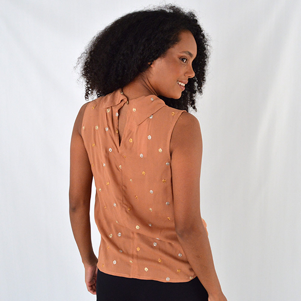 Blusa Viscose Bordada Tribeca Terracota - Foto 3