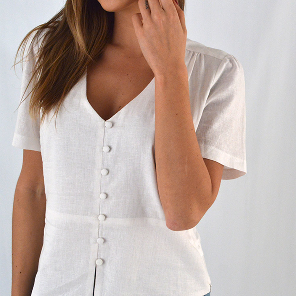 Blusa Cheroy Viscolinho Off White - Foto 2