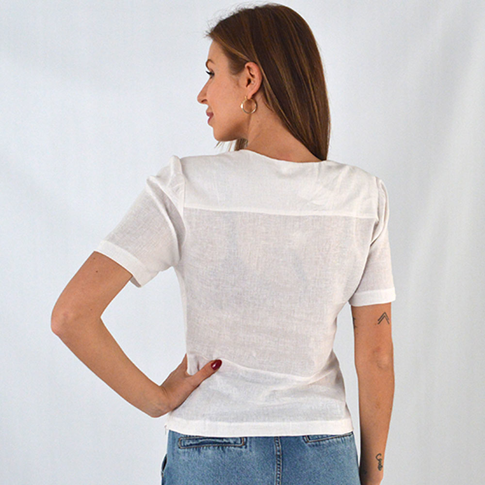 Blusa Cheroy Viscolinho Off White - Foto 3