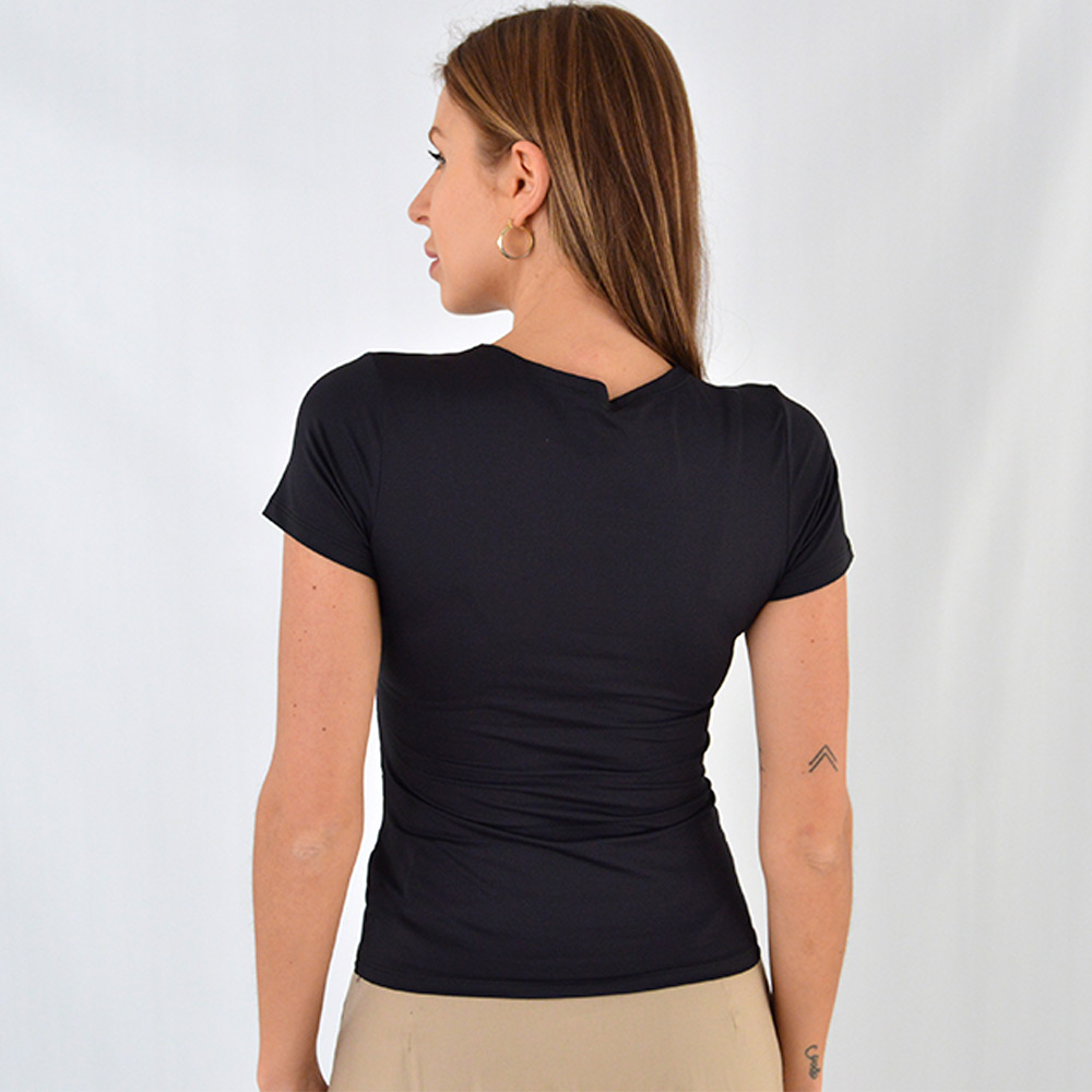 Blusa Transpassada Lycra Coqueta Preto - Foto 3