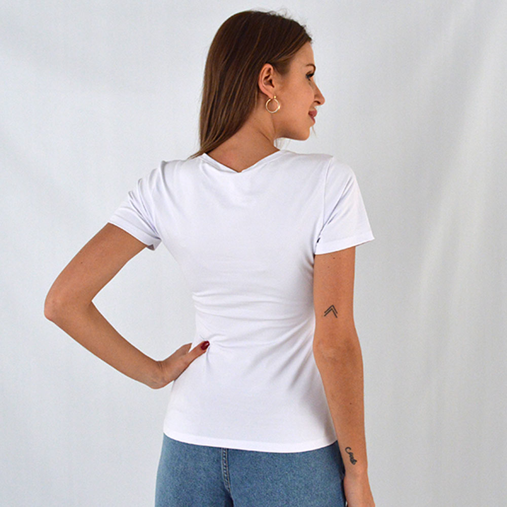 Blusa Transpassada Lycra Coqueta Branco - Foto 3