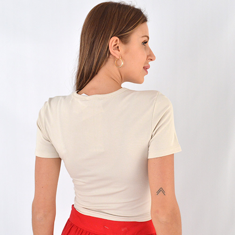 Blusa Bsica Bege Coqueta - Foto 3