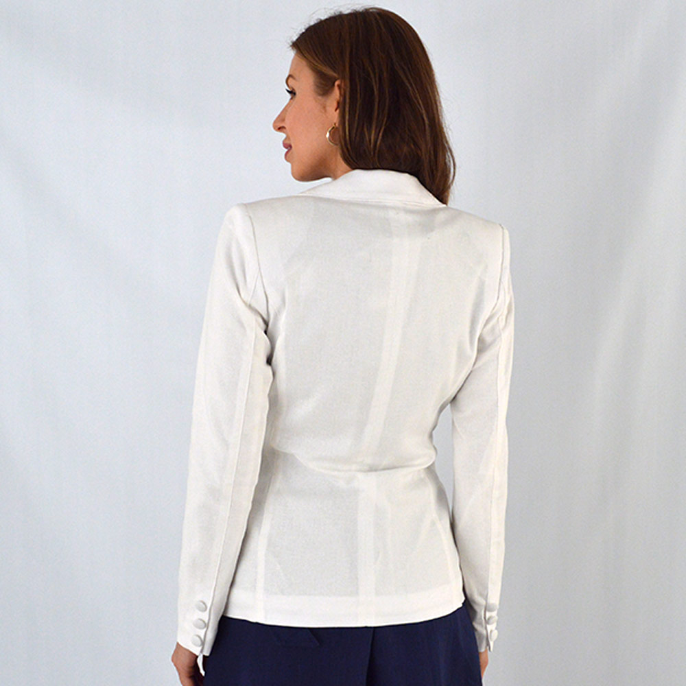 Blazer em Linho Trappiche Cor Off White - Foto 8