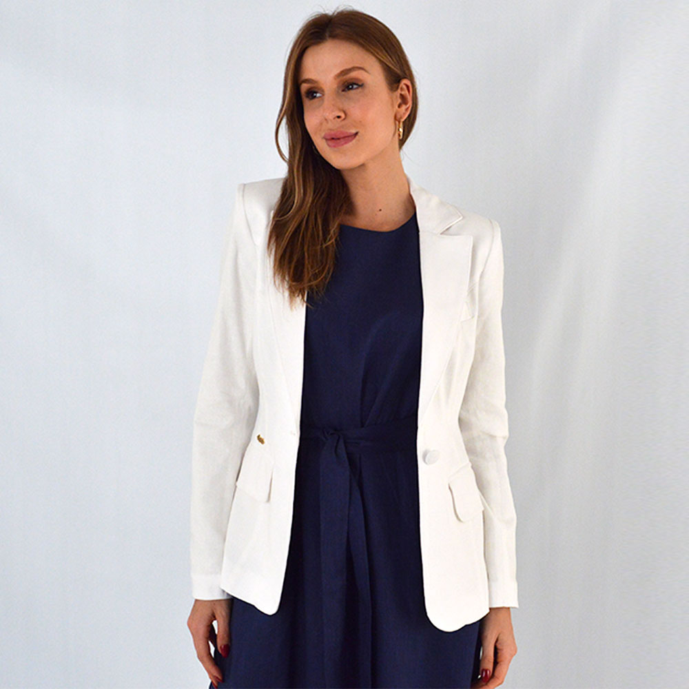 Blazer em Linho Trappiche Cor Off White - Foto 9