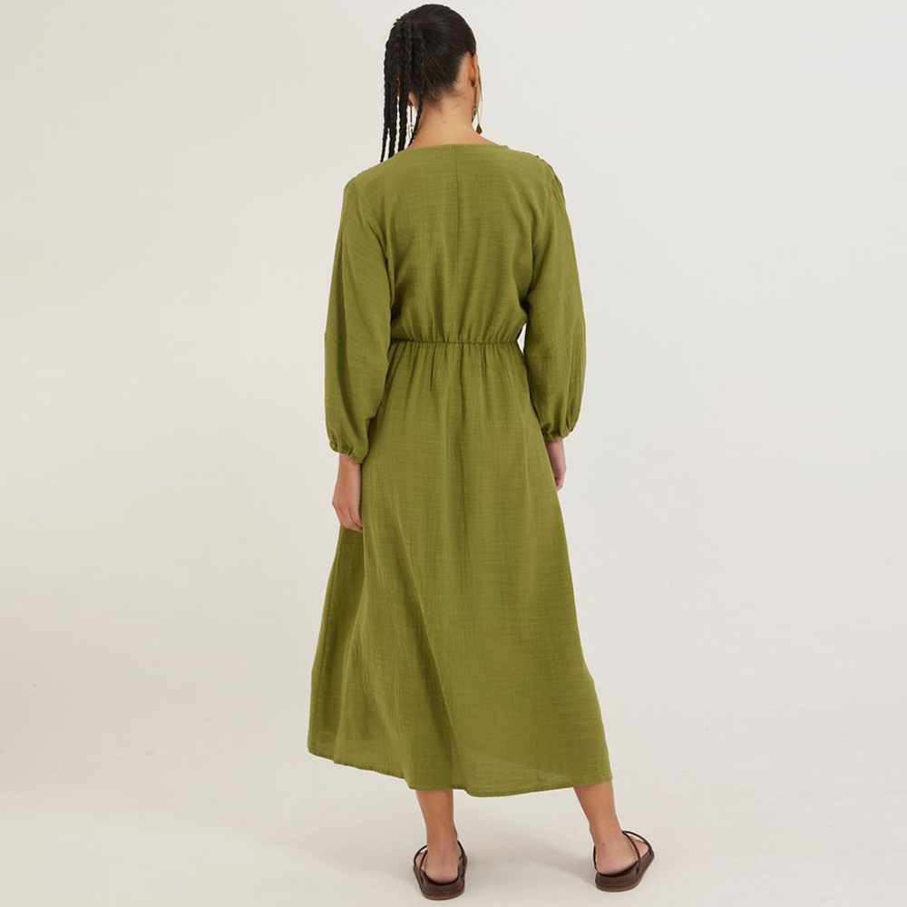 Vestido Midi Viscose Texturizada Verde Canto - Foto 3