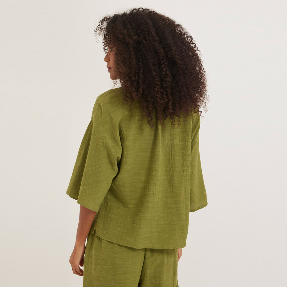 Conjunto Viscose Texturizada Cor Verde Canto - Foto 2