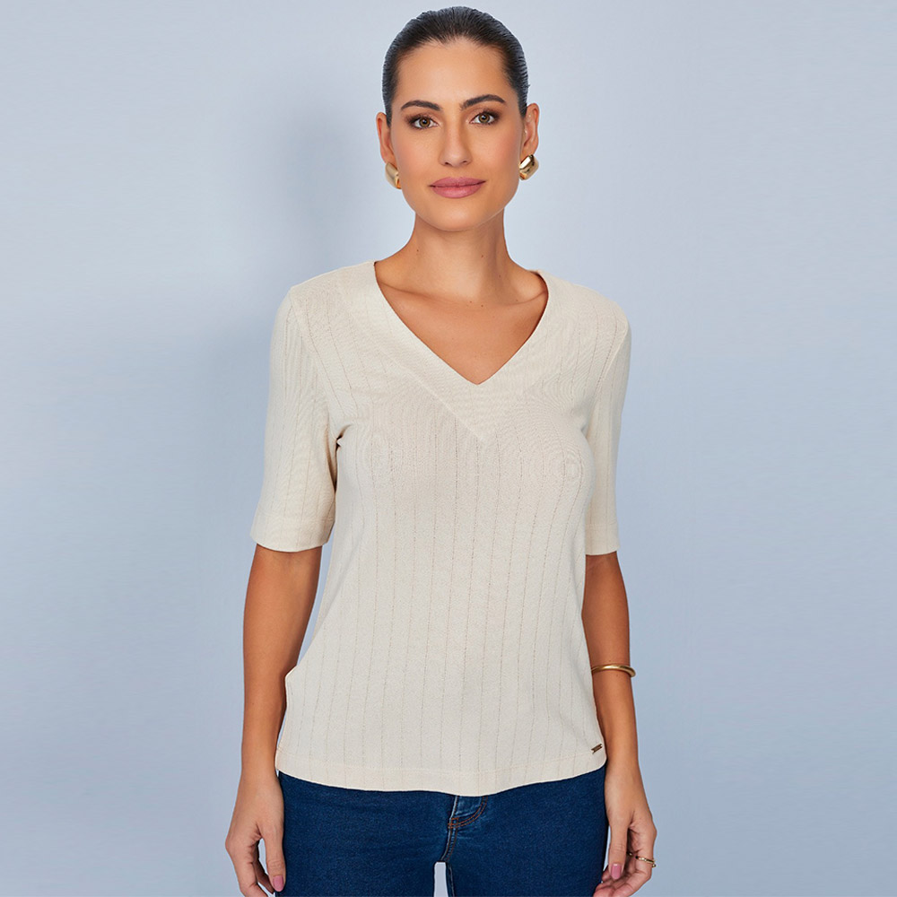 Blusa Viscose Cor Bege Scalon  - Foto 1