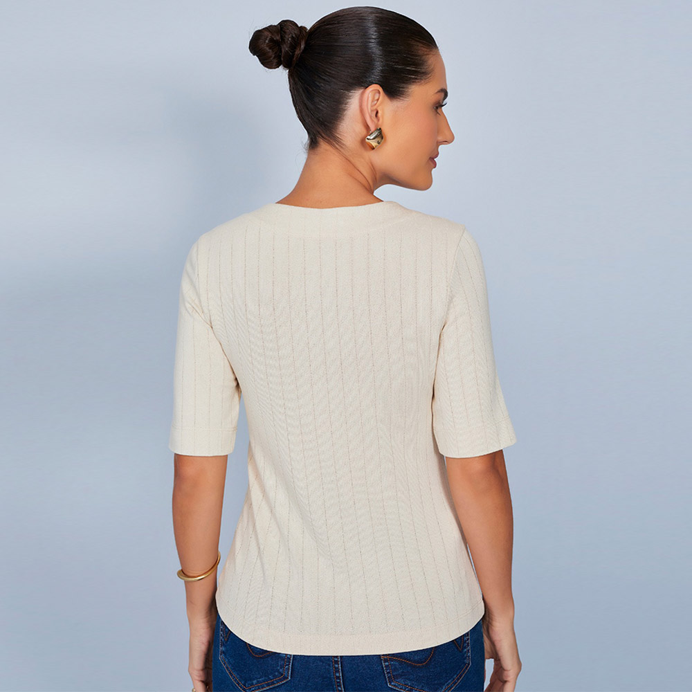 Blusa Viscose Cor Bege Scalon  - Foto 2