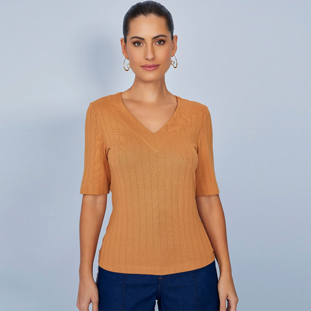 Blusa Viscose Cor Ocre Scalon  - Foto 1