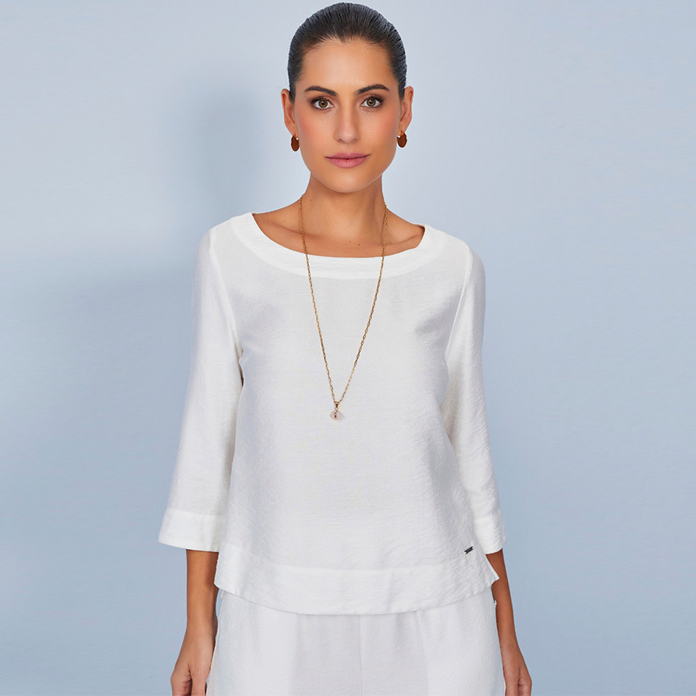 Blusa Viscose Off White Scalon  - Foto 1