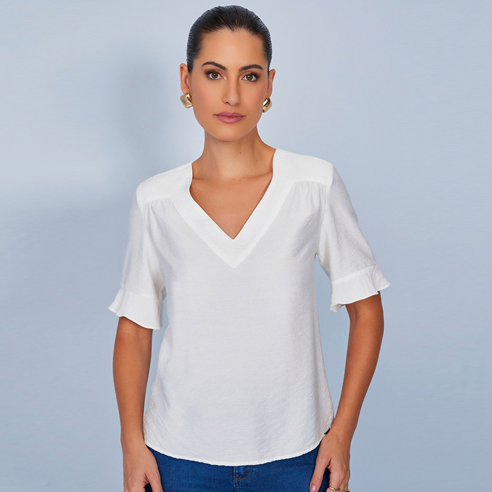 Blusa Viscose Cor Off White Scalon  - Foto 1