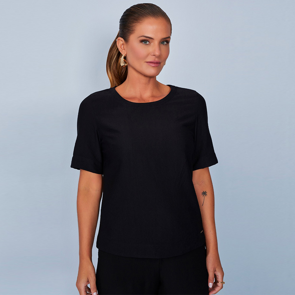 Blusa Viscose Preta Scalon  - Foto 1