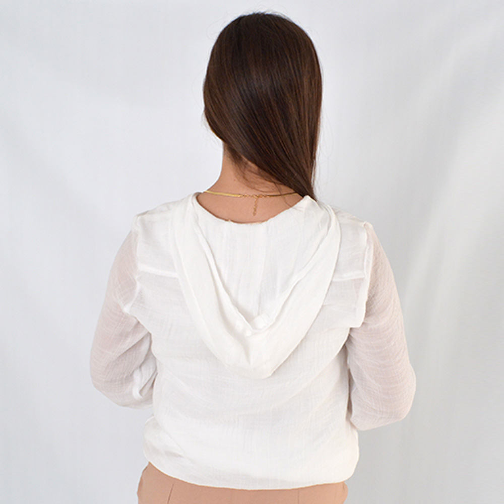 Jaqueta Em Crepe de Viscose Cor Off White Declari - Foto 3