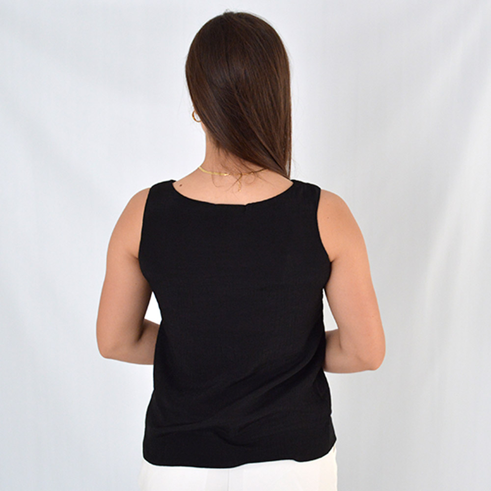 Blusa Regata Crepe de Viscose Preta Declari - Foto 3