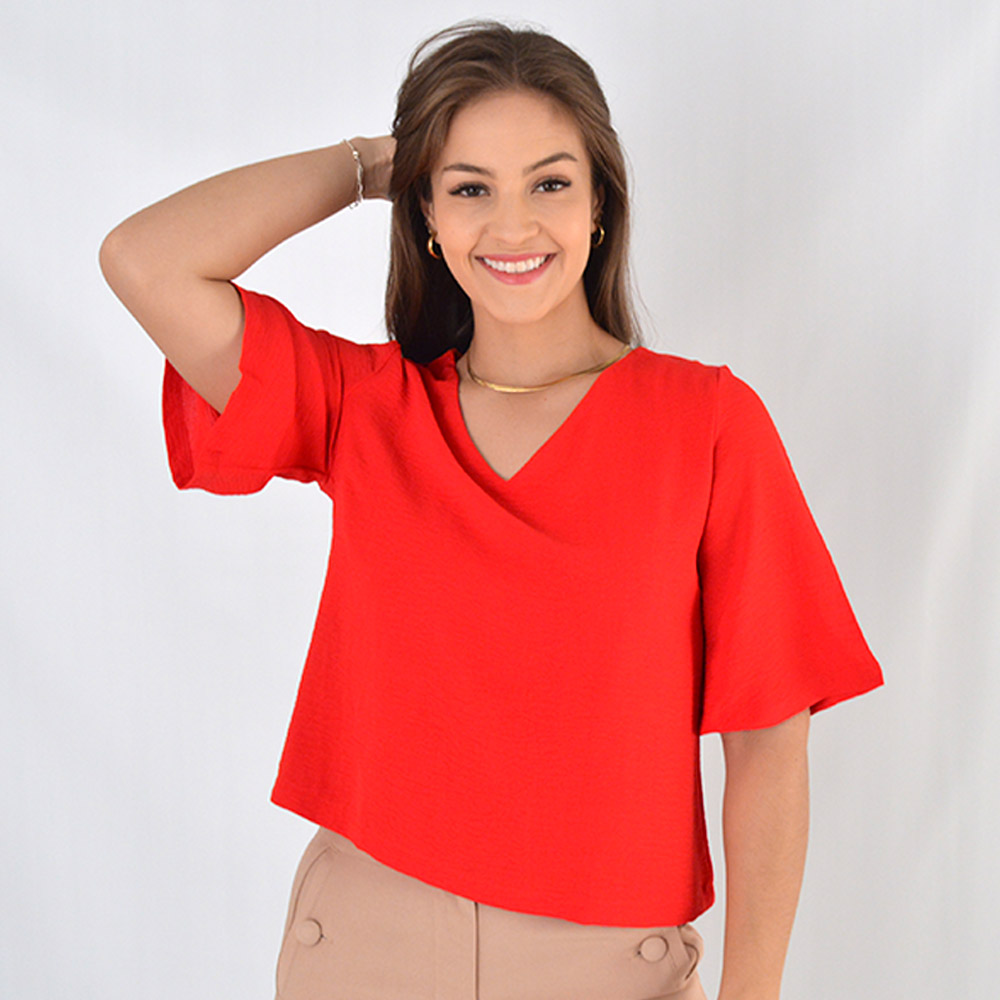 Blusa Crepe de Viscose Vernelha Declari - Foto 1