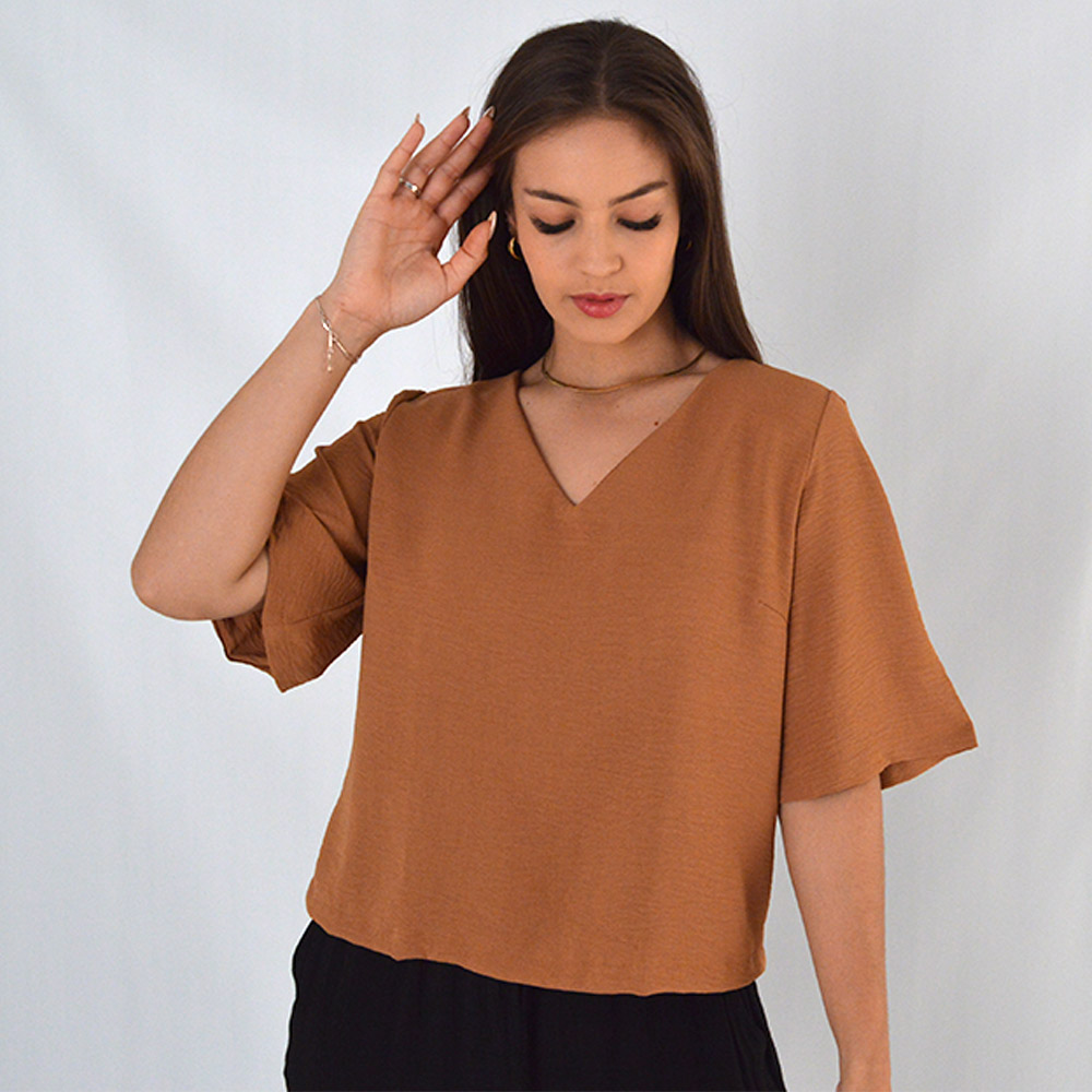 Blusa Crepe de Viscose Capuccino Declari - Foto 1