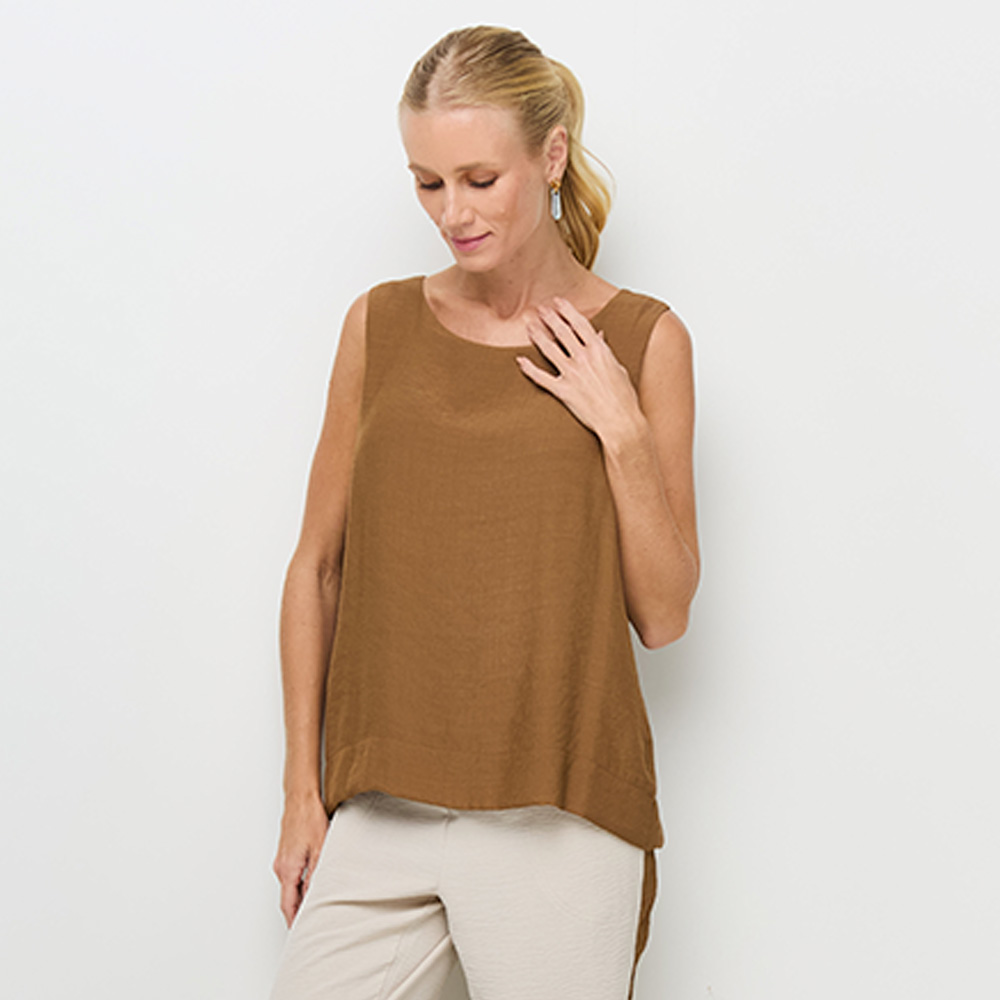 Blusa Regata Crepe de Viscose Capuccino Declari - Foto 1