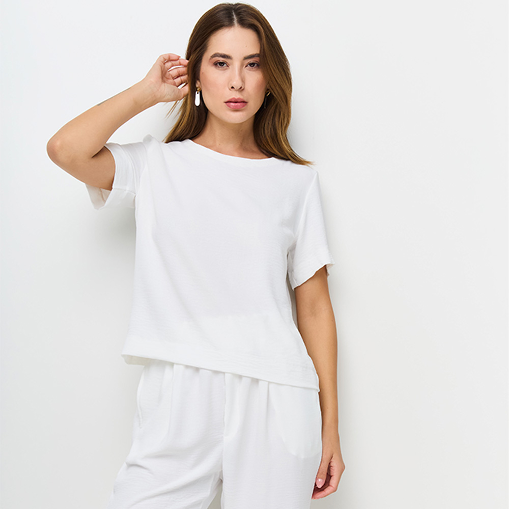 Blusa Crepe de Viscose Cor Off White Declari - Foto 1