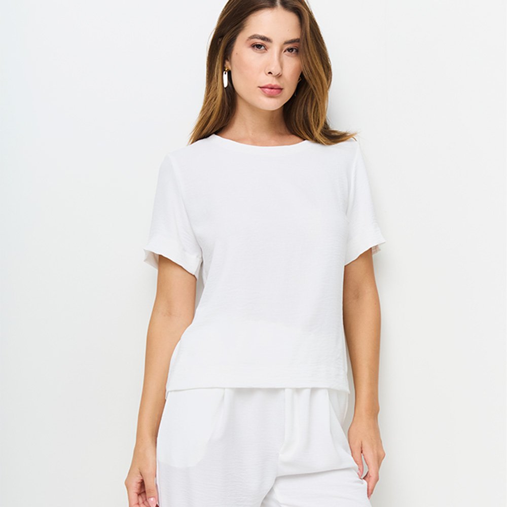 Blusa Crepe de Viscose Cor Off White Declari - Foto 2