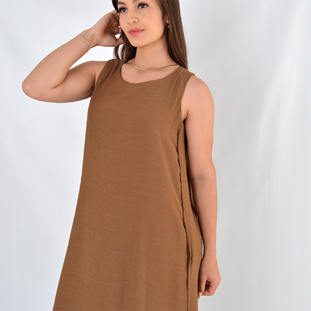 Vestido Midi Em Crepe de Viscose Capuccino Declari - Foto 2