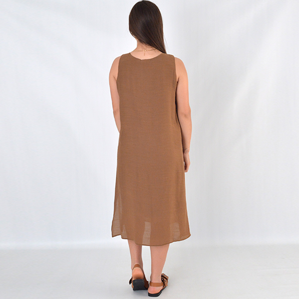 Vestido Midi Em Crepe de Viscose Capuccino Declari - Foto 3