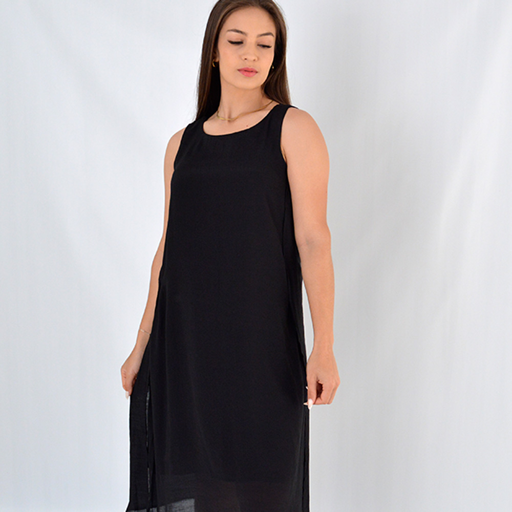 Vestido Midi Em Crepe de Viscose Preta Declari - Foto 2