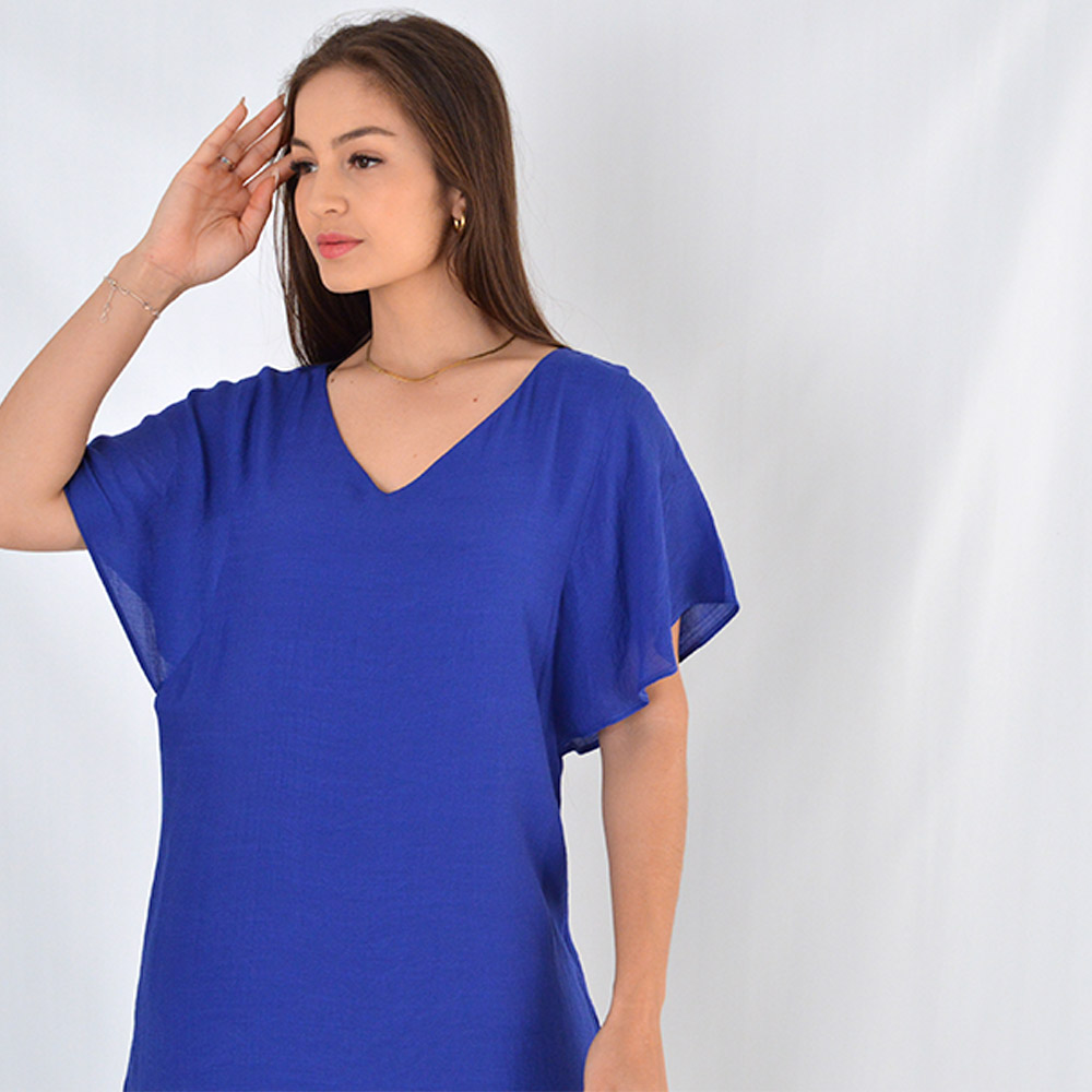 Vestido Curto Crepe de Viscose Azul Declari - Foto 2