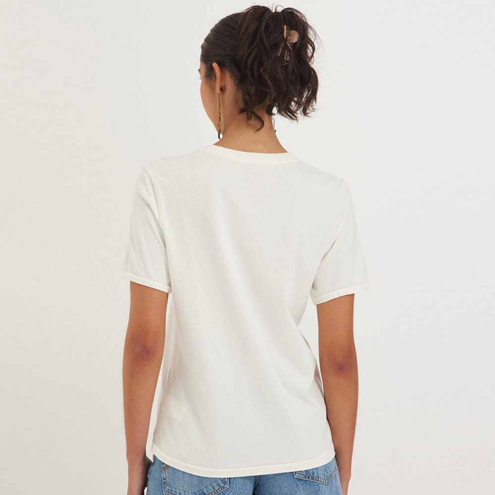 T- shirt Slim Fios da Vida Off White Canto - Foto 2