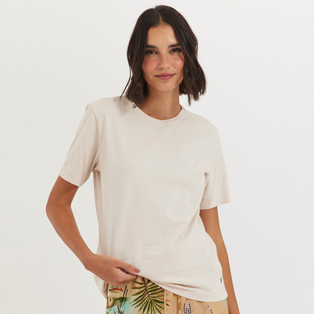 Blusa Algodo Classic Areia Canto - Foto 1