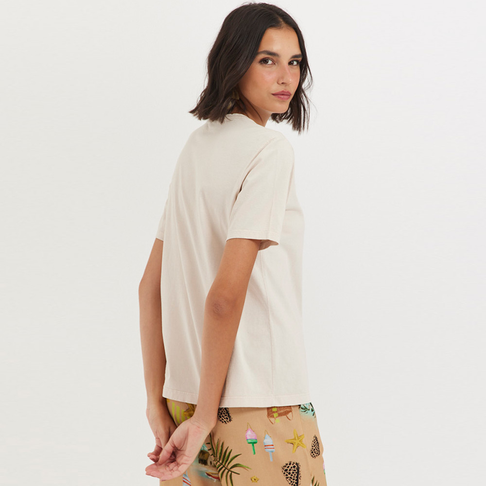 Blusa Algodo Classic Areia Canto - Foto 2