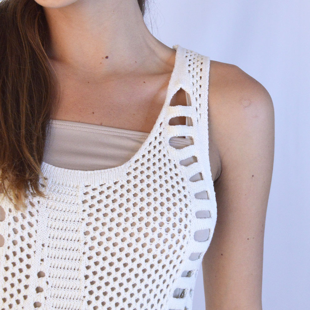 Blusa Regata Tricot Vazado Off White Haes - Foto 2