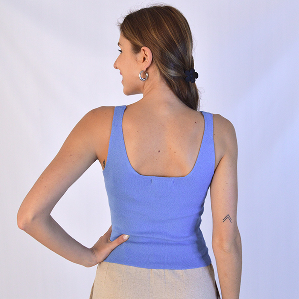 Cropped Regata de Tricot Azul Haes - Foto 2