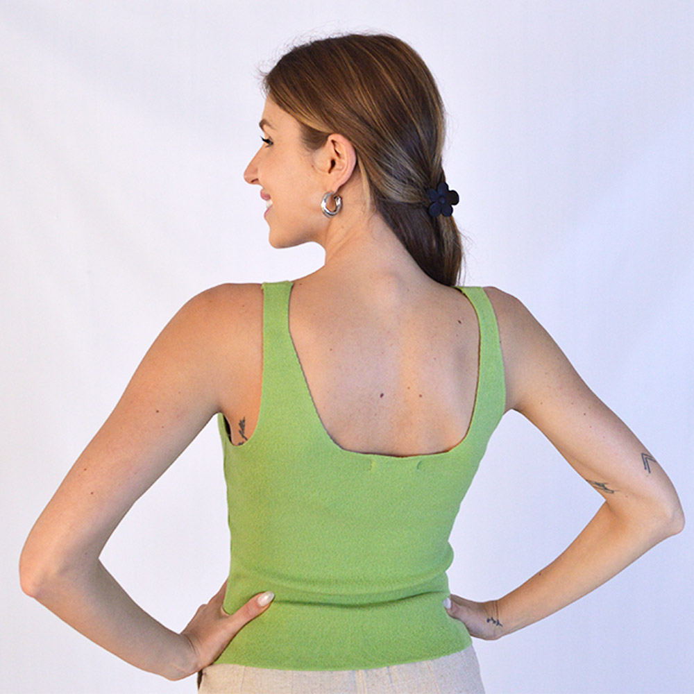 Cropped Regata de Tricot Verde Haes - Foto 2