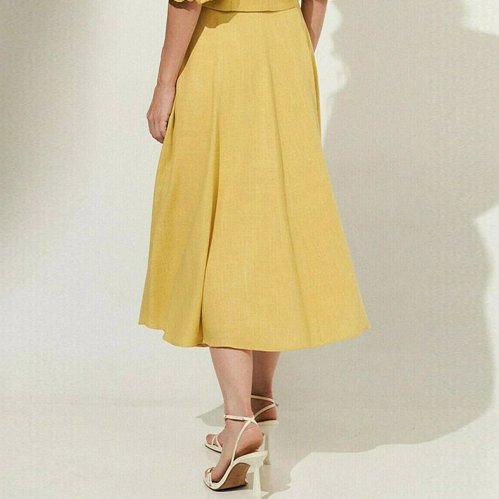 Saia Midi Viscolinho Amarelo MX Fashion - Foto 2