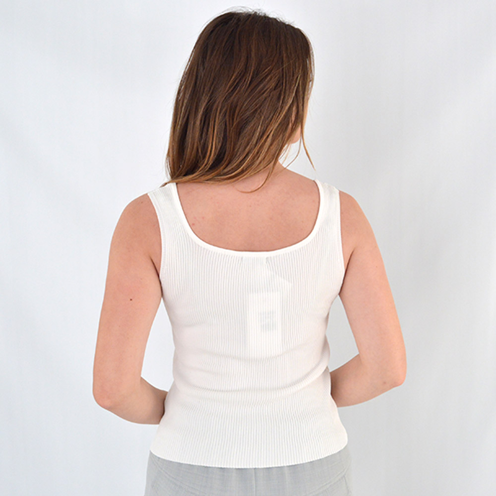 Blusa Regata Canelada Off White Susan Zheng - Foto 2