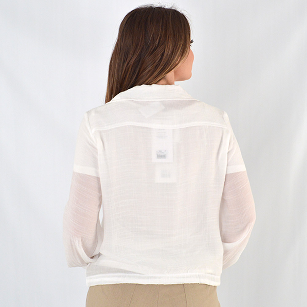 Jaqueta Em Crepe de Viscose Off White Declari - Foto 4