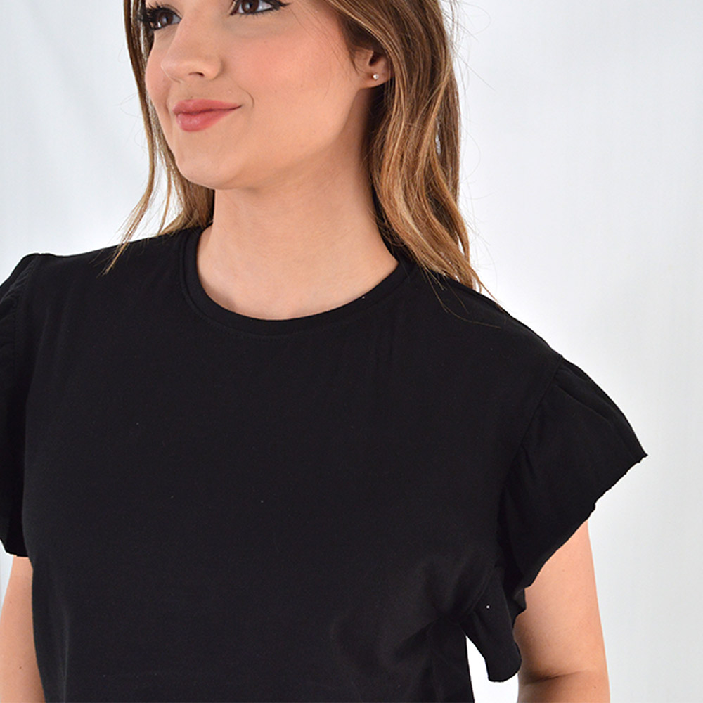 Blusa Manga Com Babado Cor Preta Declari - Foto 2