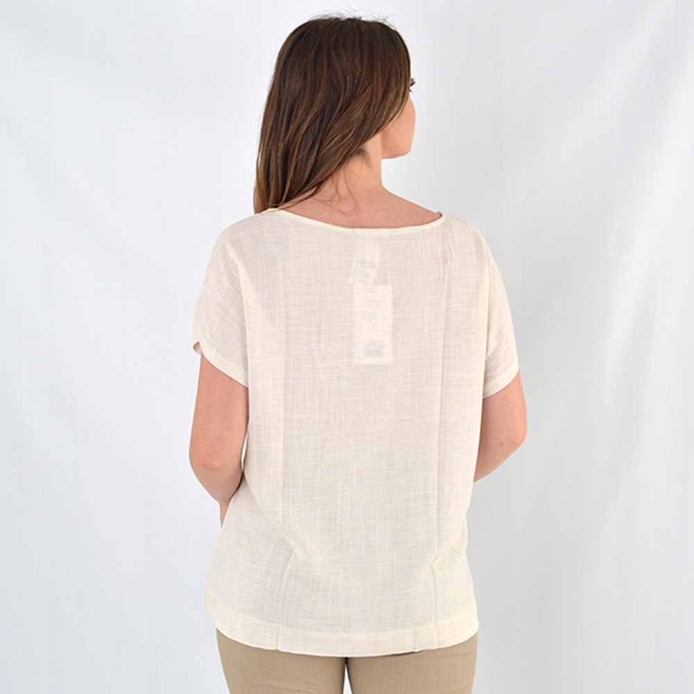 Blusa Viscolinho Cor Cru Natural Declari - Foto 2